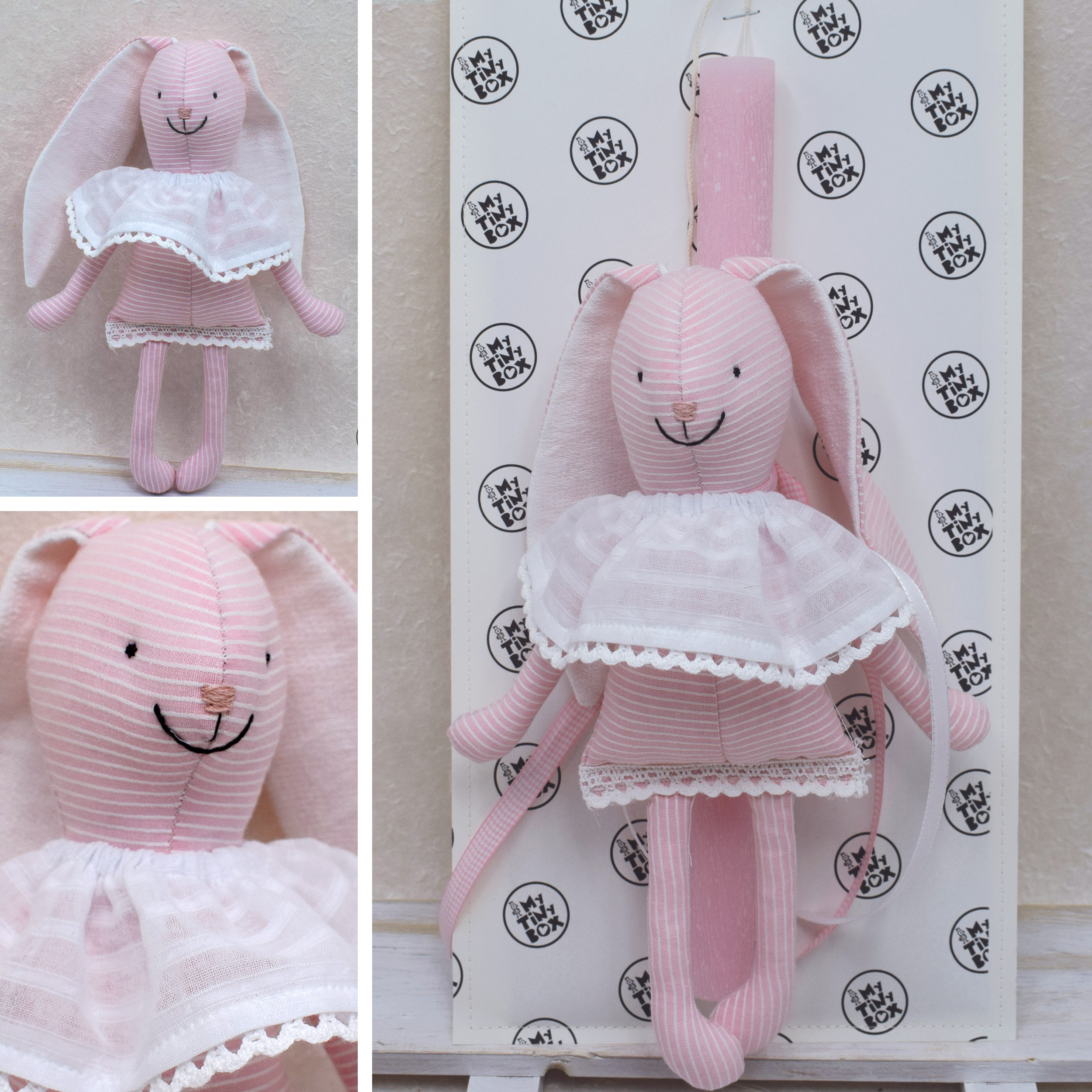 pasxalini-lampada-kounelaki-koritsi Πασχαλινή Λαμπάδα Χειροποίητη My Tiny Friend - Κουνελάκι Πέλλα