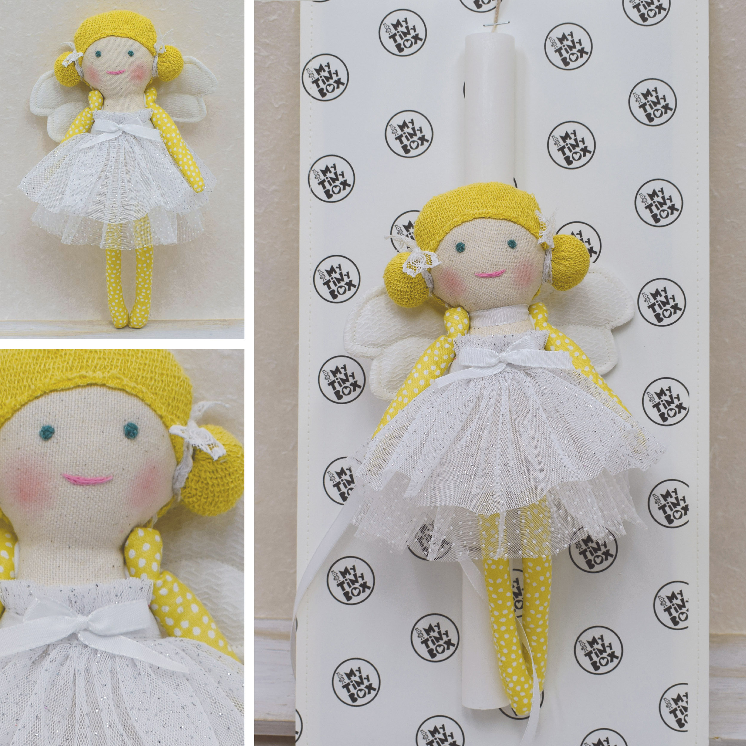 pasxalini-lampada-neraida-yellow Πασχαλινή Λαμπάδα Χειροποίητη My Tiny Friends Νεράϊδα Φένια