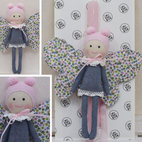 Πασχαλινή Λαμπάδα Χειροποίητη My Tiny Friend - Πεταλούδα Ροζίνια